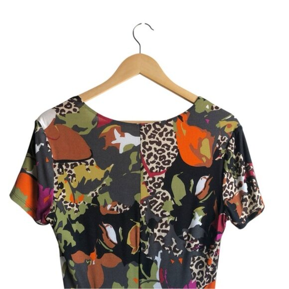 Max Mara Floral Jersey Dress Multicolor Wrap Style Small - Picture 7 of 14